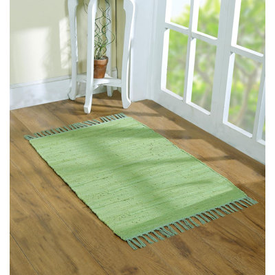 Handwoven Cotton Washable Reversible Rag Rug 2' X 3' With Tassels