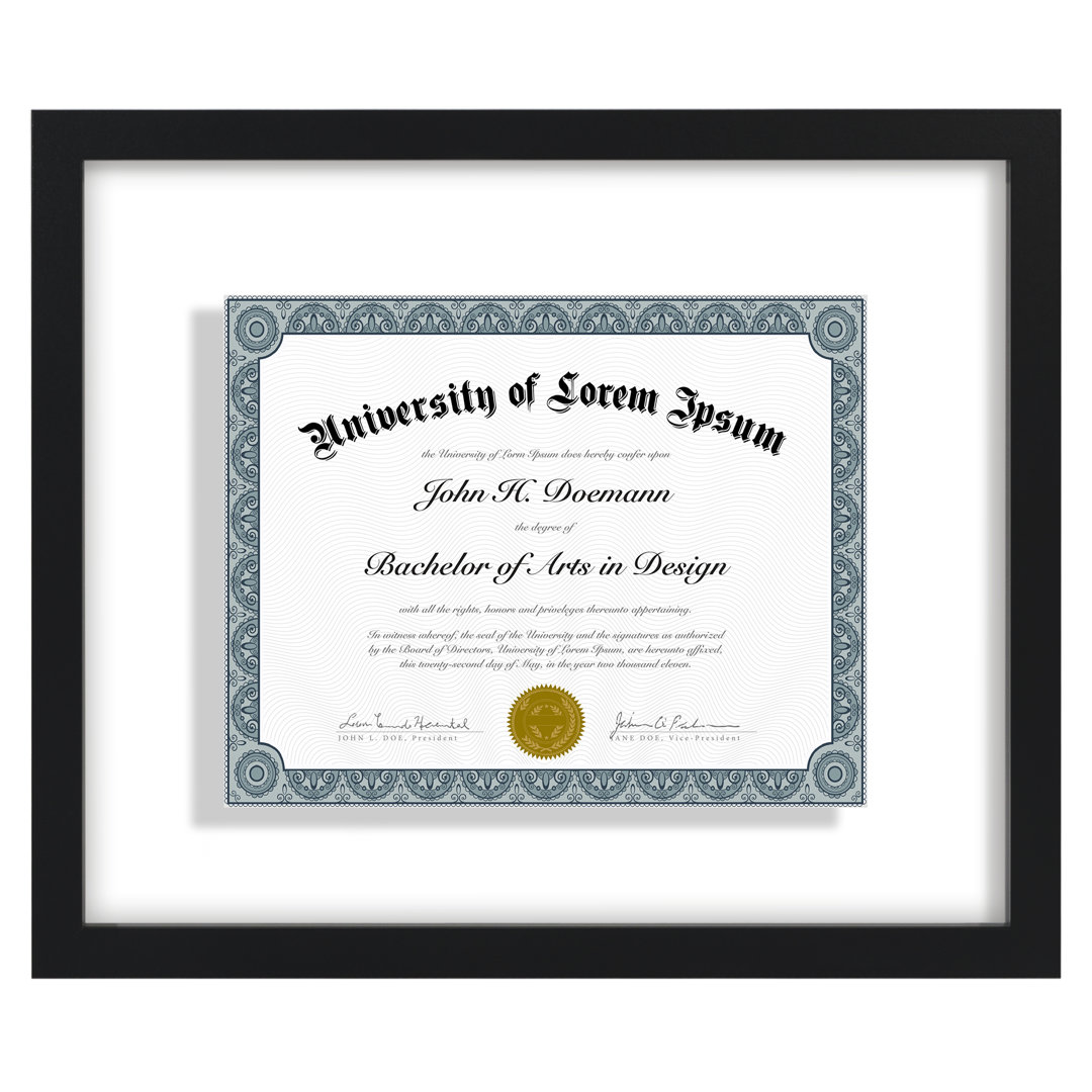 Saylem 12.5" x 15" Floating Picture Frame for Certificates and Diplomas - Black Winston Porter