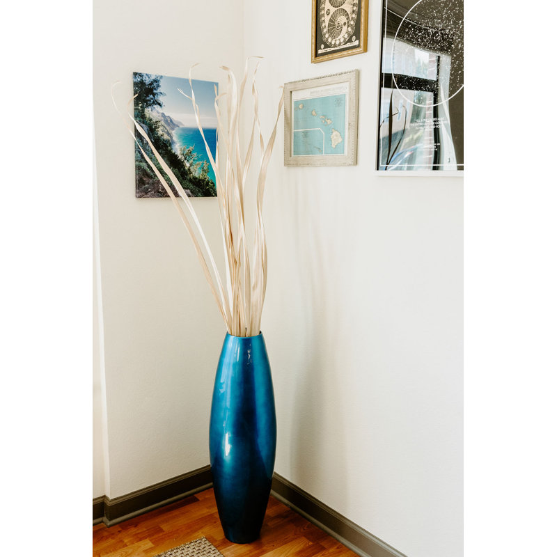 Vase de plancher en bois Mendez, H 36 po x l 11 po x P 11 po, Blanc