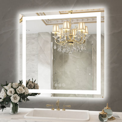 Dokes Frameless Anti-Fog LED Lighted Dimmable Wall Mounted Bathroom Vanity Mirror