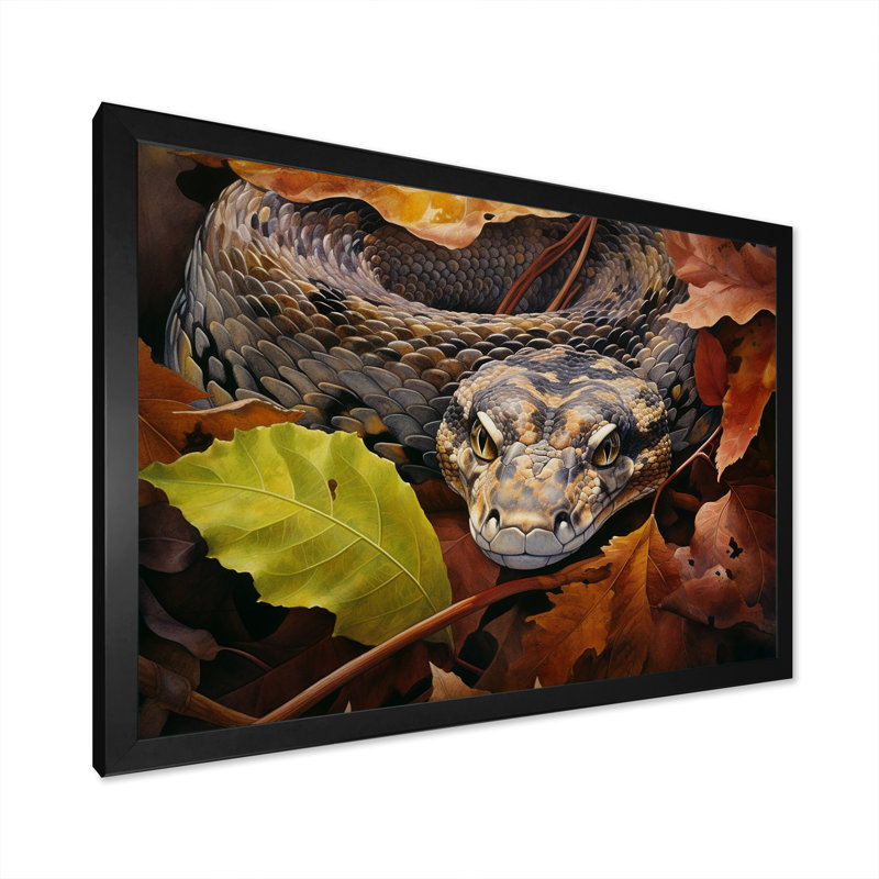 «Foliage Slytherin Autumn Snakes», reproduction sur toile, Cadre simple noir, H 16 po x l 32 po x P 1 po