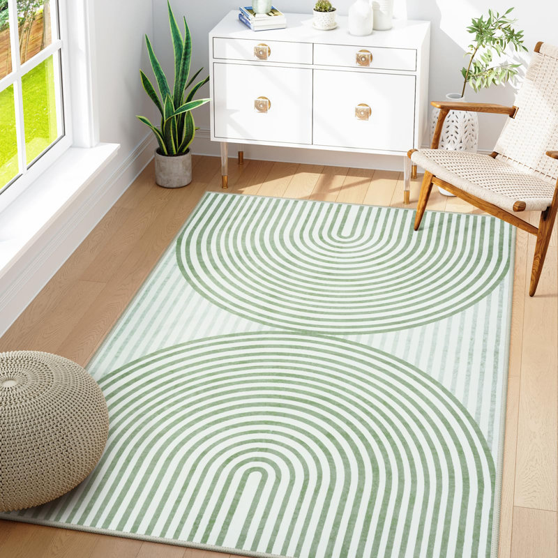 Tapis lavable à la machine pour tapis de salon moderne antidérapant, Rectangle 5 pi x 7 pi