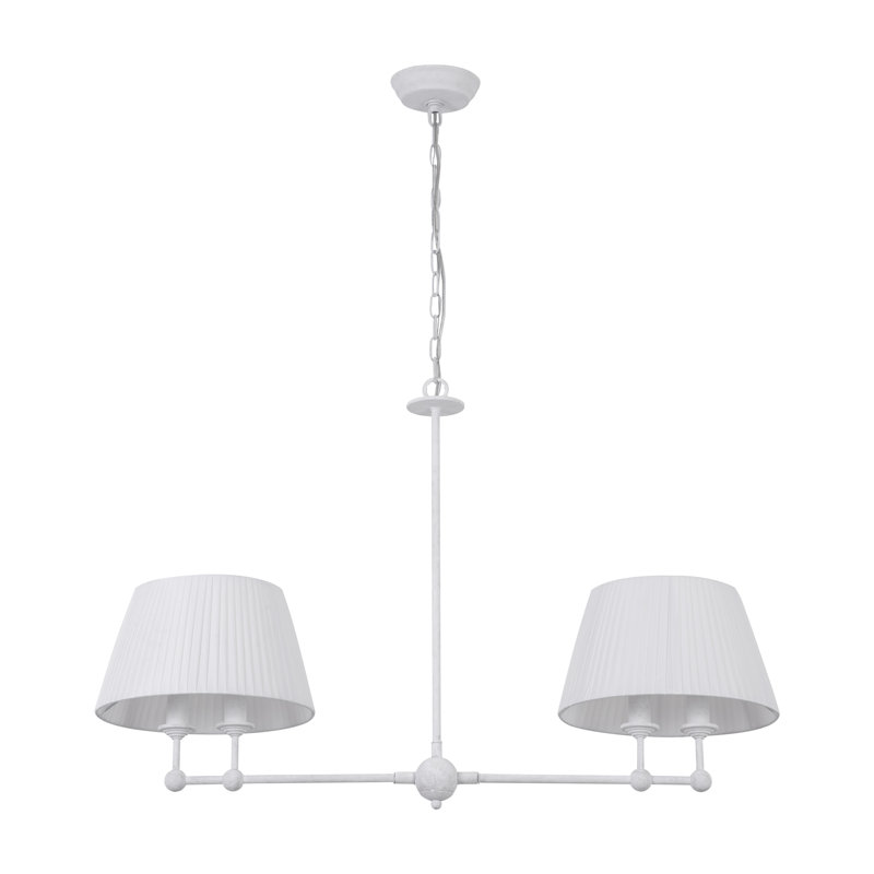 Aeris 4-Light 36"W Dimmable Classic And Traditional White Shaded Linen Modern Pendant for Dining Room, White