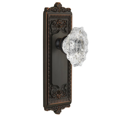Grandeur Windsor Plate Privacy with Biarritz Crystal Door Knob