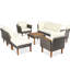 Mobilier d'extérieur 9 - avec pieds, coussins beiges lavables, table basse de patio lavable, pe