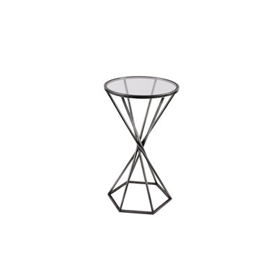 SIDE TABLE TRIANGLE METAL/GLASS GREY COLOUR