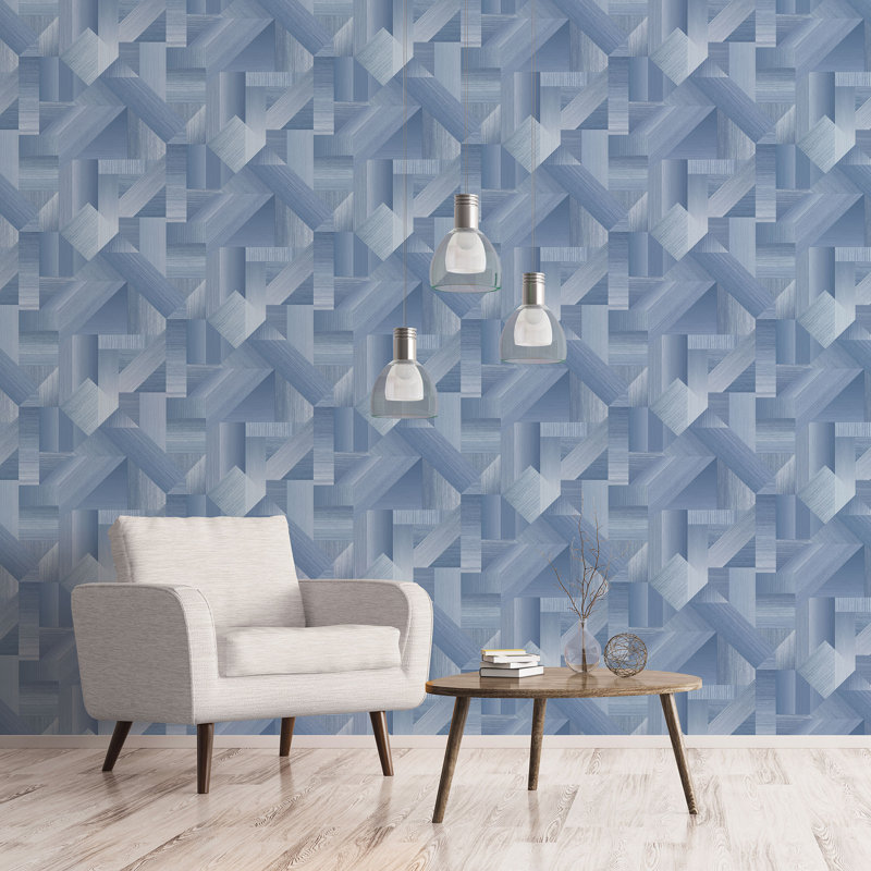 Abstract 10m X 53cm Wallpaper Roll, Blue