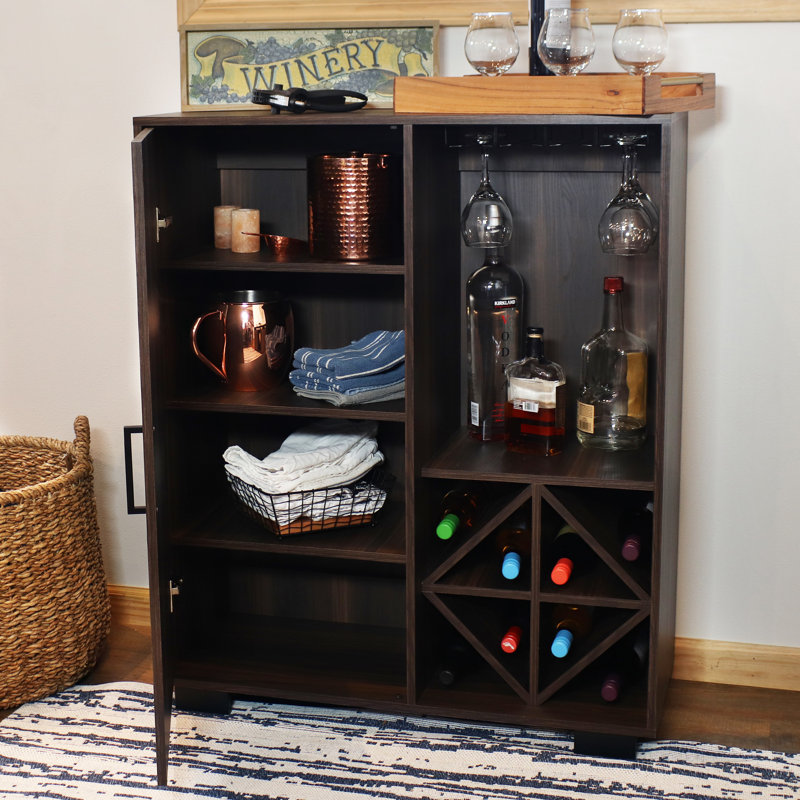 Armoire à vin brune en MDF de 43 po avec 8 bouteilles