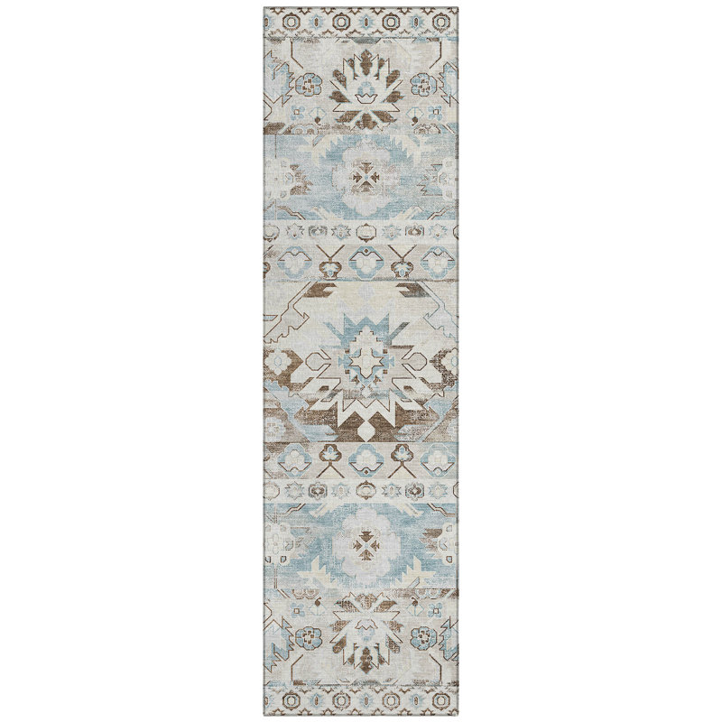 Machine Washable Indoor/Outdoor Chantille ACN2638 Global Rug, 2'3" x 7'6" Runner, Ivory