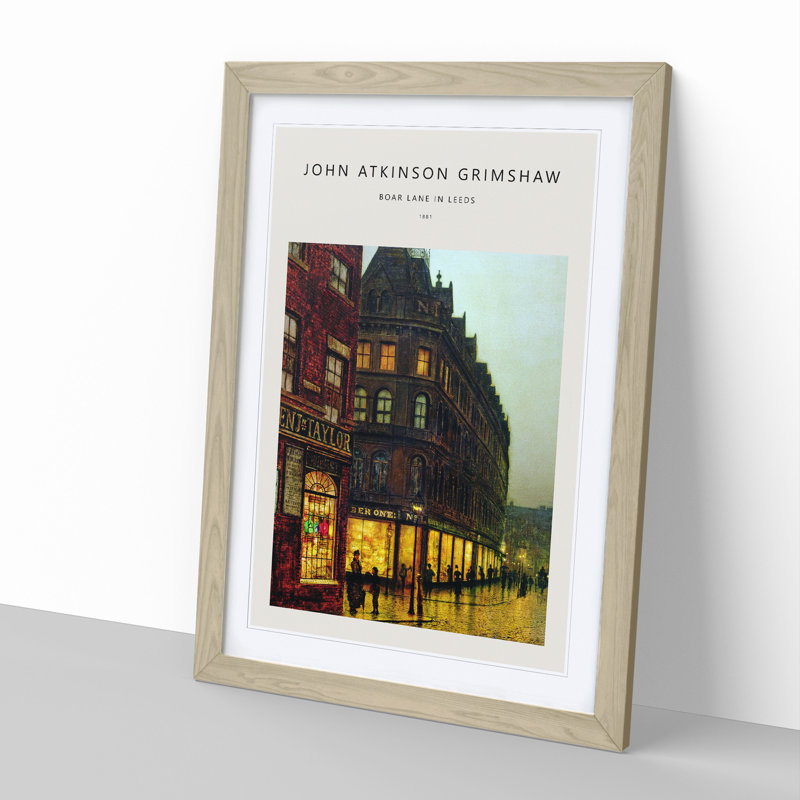 Boar Lane Leeds by Lamplight Vol.2 by Pierre-Auguste Renoir - Picture Frame Art Prints, Oak, 48cm H x 36cm W x 2cm D