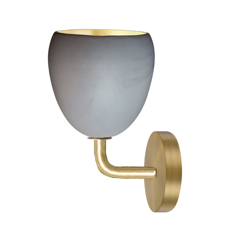 Applique à bras en acier et métal, Pas d'ampoule, Gris mat / laiton, Laiton