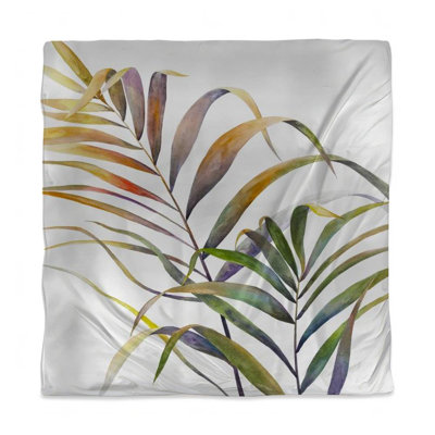 Watercolor Palm Leaves Duvet Cover - Botanical Bedroom Decor