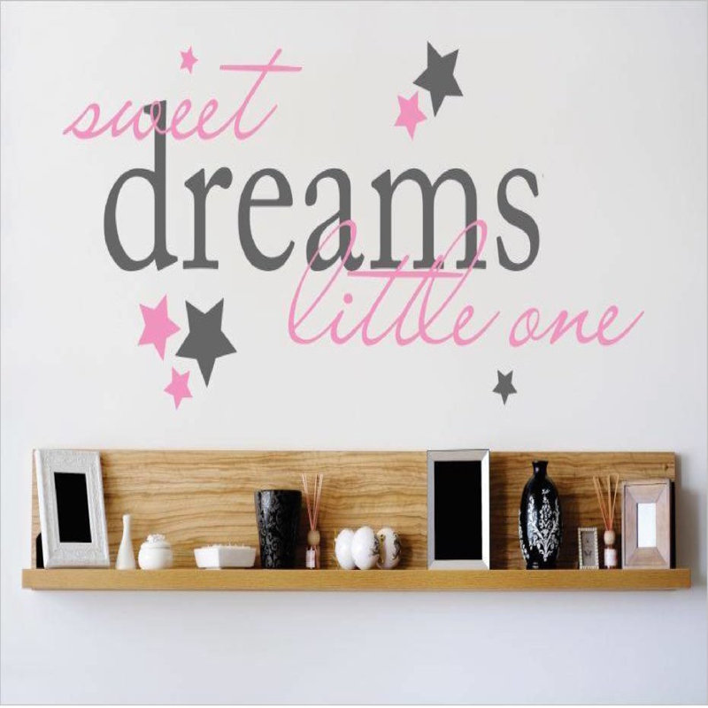 Décalcomanie murale little rêve little one, H 8 po x l 20 po x P 0,16 po, Gris / Rose