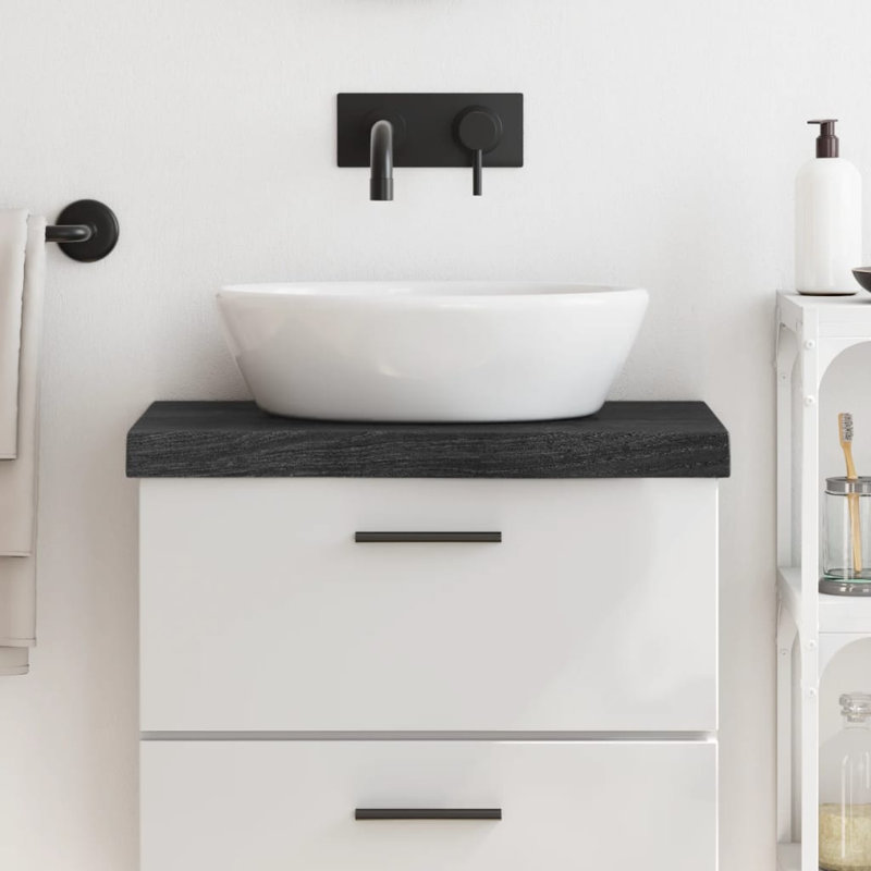 Deneuve 60cm Solid Wood Single Bathroom Vanity Top, Dark Brown