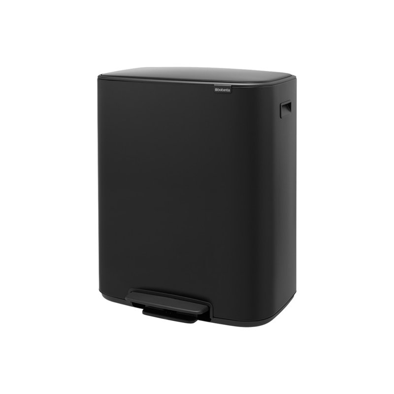 Brabantia Bo Step On Dual Compartment Recycling Trash Can, 2 x 8 Gallon (2 x 30 Liter), Matte Black