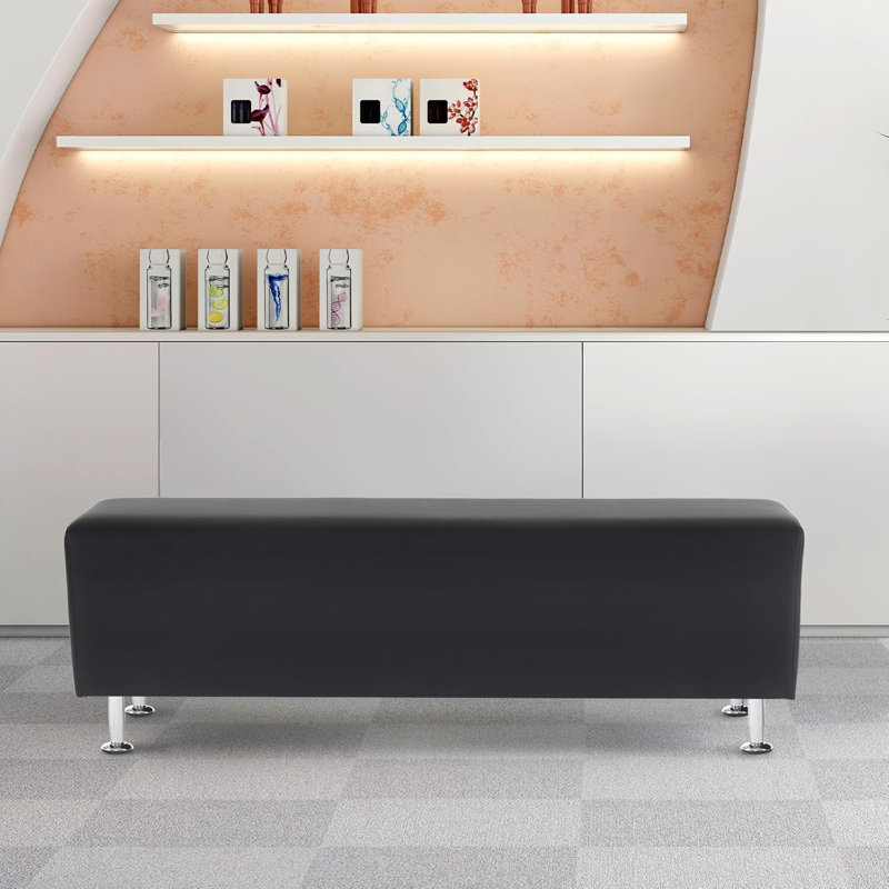 53.9" Waiting Room Bench Seating Office Benches, Black