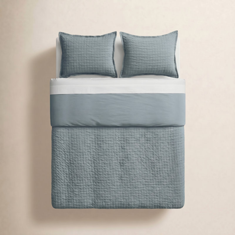 Popple Duvet Cover Set, Queen Duvet Cover + 2 Queen Shams, Charcoal