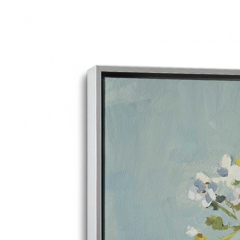 «White Flower Pot II» par Marian Parsons, reproduction d'art sur toile, H 24 po x l 36 po, Argent argent