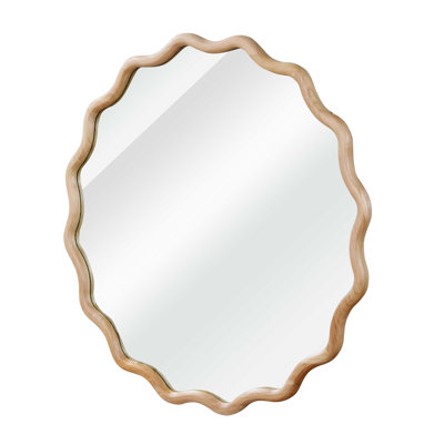 Wavy Round Solid Wood Frame Decorative Mirror