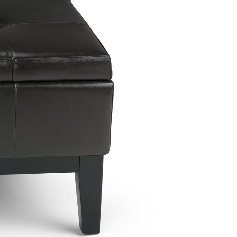 Tanner's Brown Faux Leather Tufted Storage Ottoman