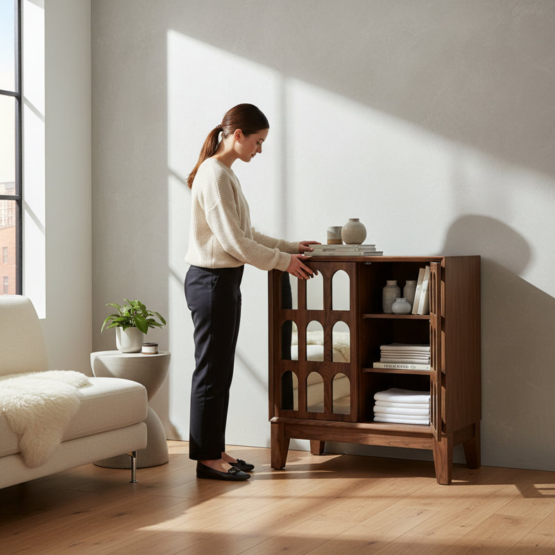 Armoire de rangement à deux portes | Idée de cadeau, Noyer
