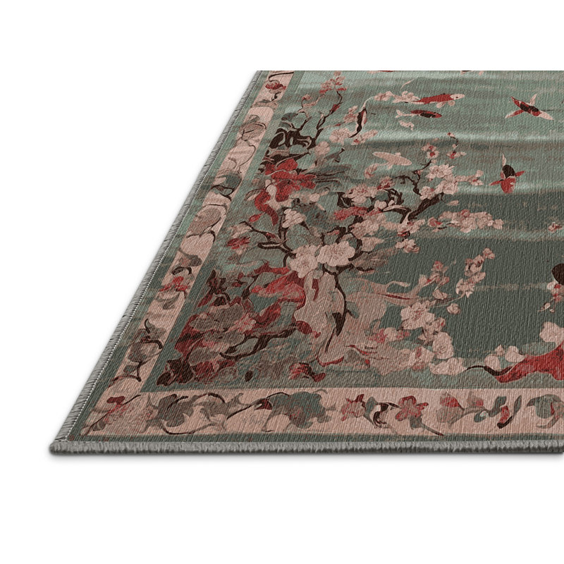 Machine Washable Gray Area Rug, Rectangle 7' x 10'