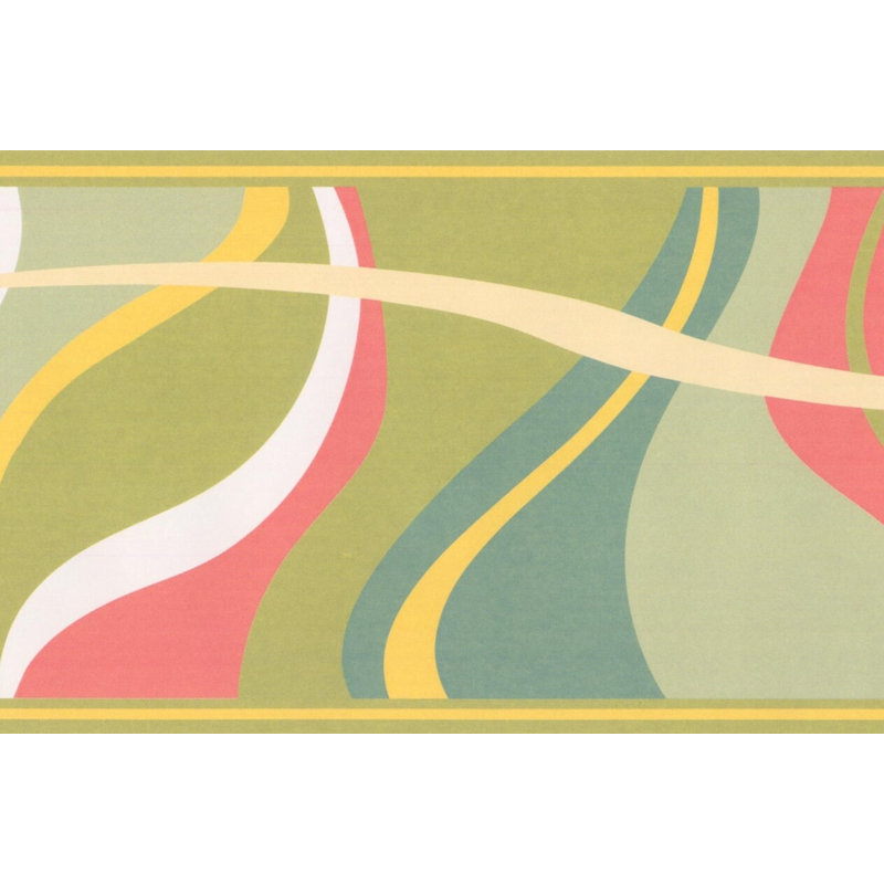 Bordure de papier peint Brumfield Waves, Rouge / blanc