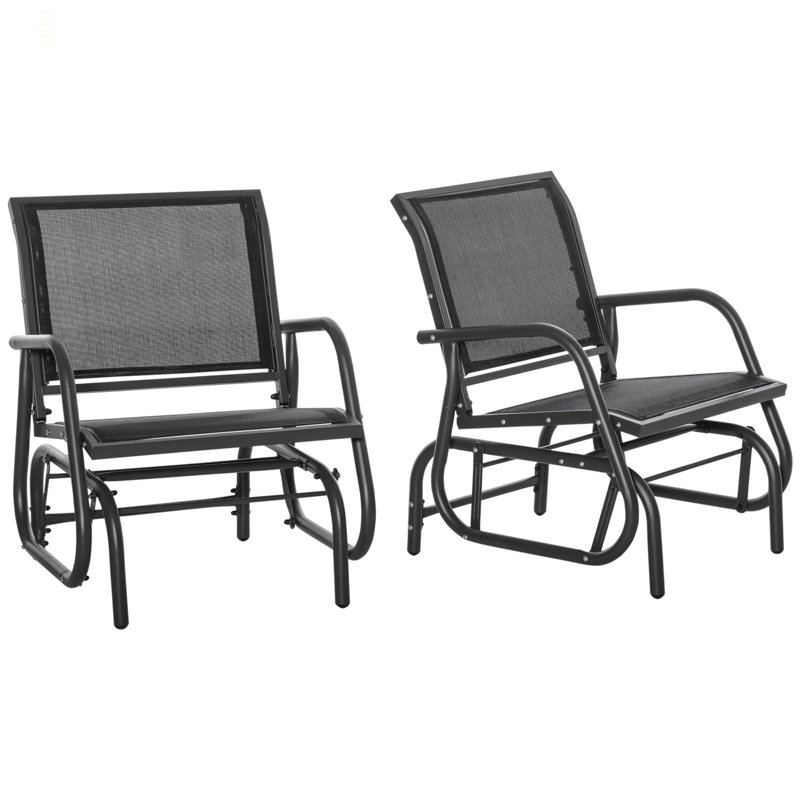 Ensemble de 2 fauteuils oscillants oscillants Outsunny Porch, Noir