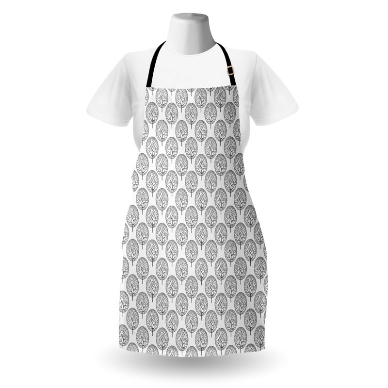 Tablier de jardin East Urban Home unisexe, cercles de feuilles, taille adulte, gris blanc