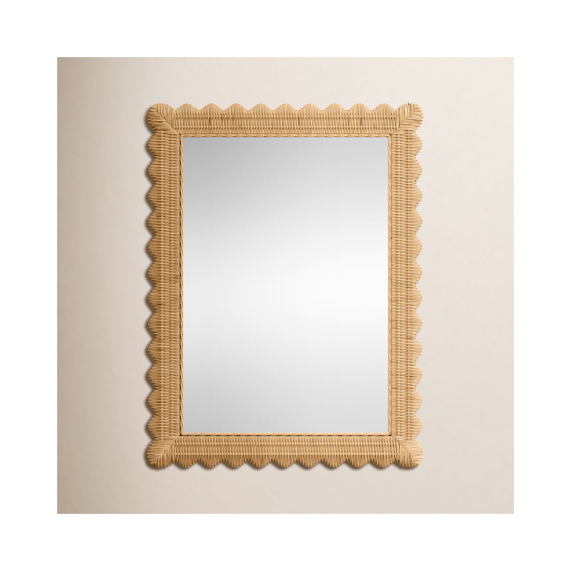 Lacie Rattan Rectangle Wall Mirror, Natural