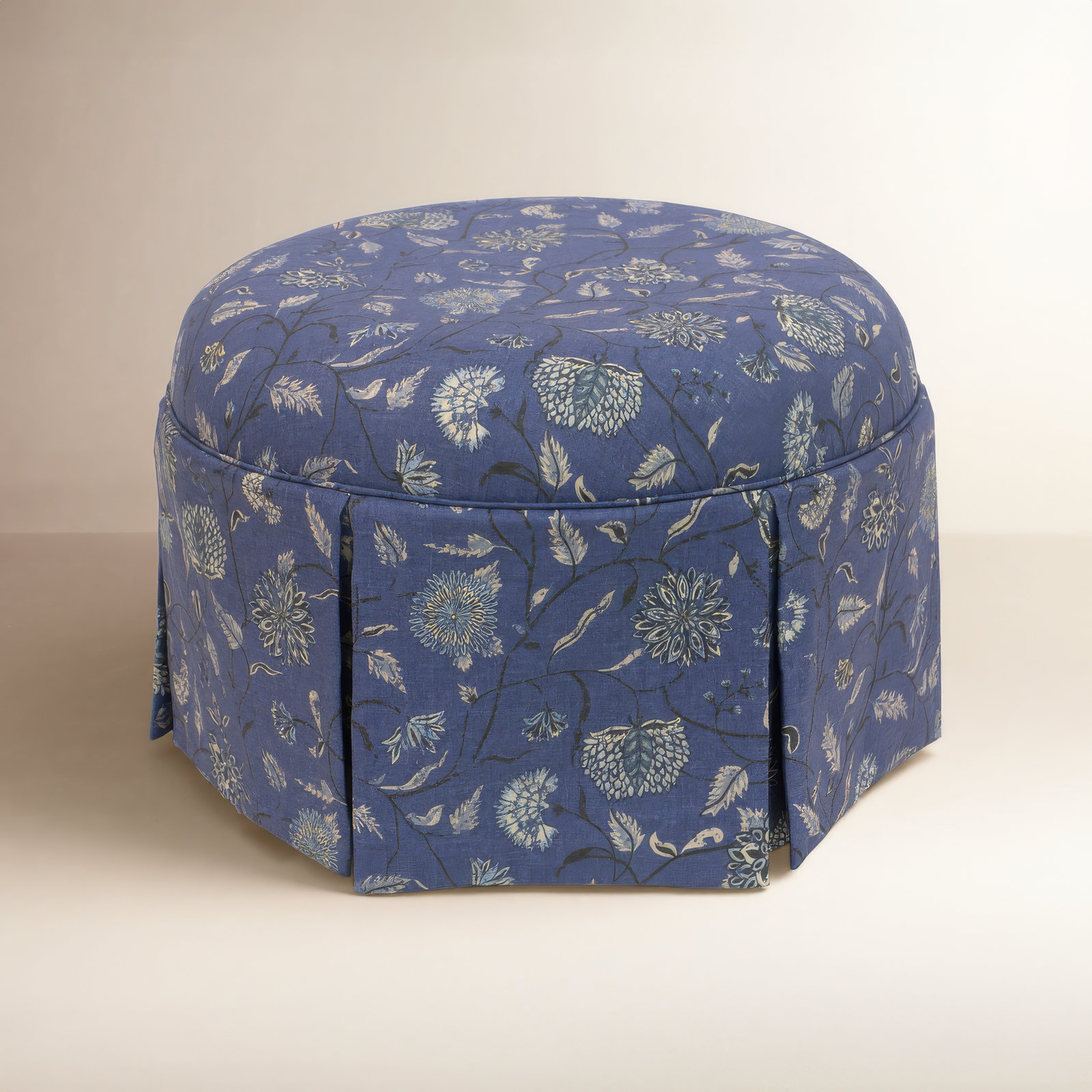 Manders 25" Cotton Ottoman, Dahlia Blue