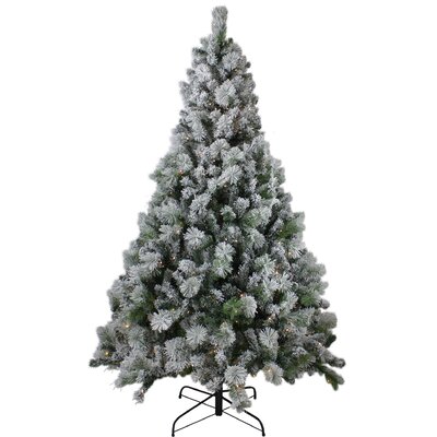 7.5' Pre-Lit Flocked Somerset Spruce Artificial Christmas Tree - Clear Lights -  Northlight Seasonal, NORTHLIGHT HB27111