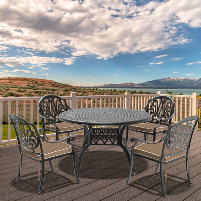 Patio en aluminium coulé noir - Corrosion, conception ergonomique, coussins pour confort 5 - noir, coussin de soutien rouille