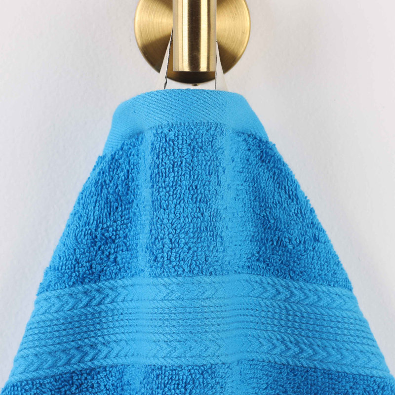 Ensemble de serviettes de bain écologiques en coton 100% Ringspun Hannu, Bleu aster
