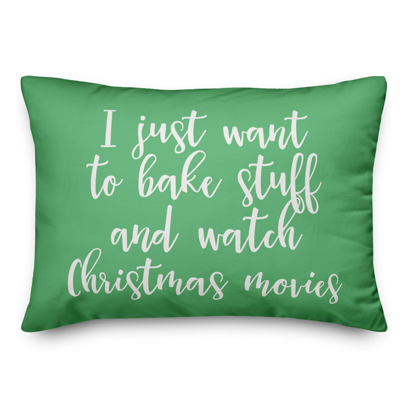  Bake Stuff and Watch Christmas Movies Lumbar Pillow, Light Green