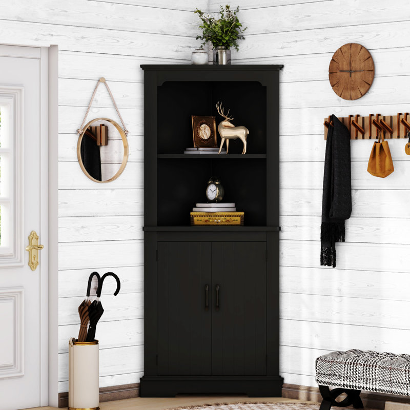 Grande armoire d'angle avec portes pour le salon, Noir