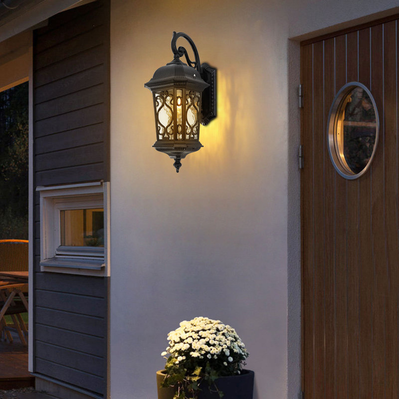 Lampe murale d'extérieur rétro avec lanterne murale rétro, Noir