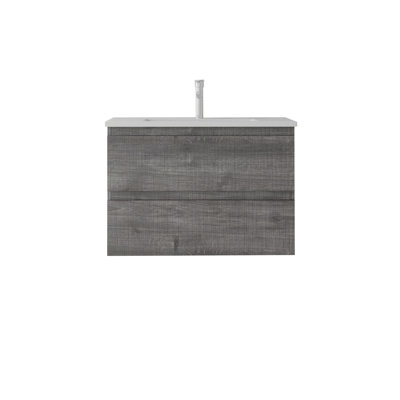 Meuble-lavabo flottant 24 po avec lavabo, porte à fermeture en douceur, lavabo en céramique, contreplaqué
