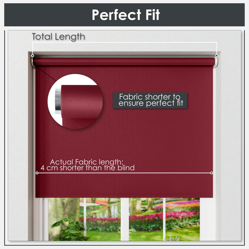 Blackout Roller Shade, 120cm W x 165cm L, Red