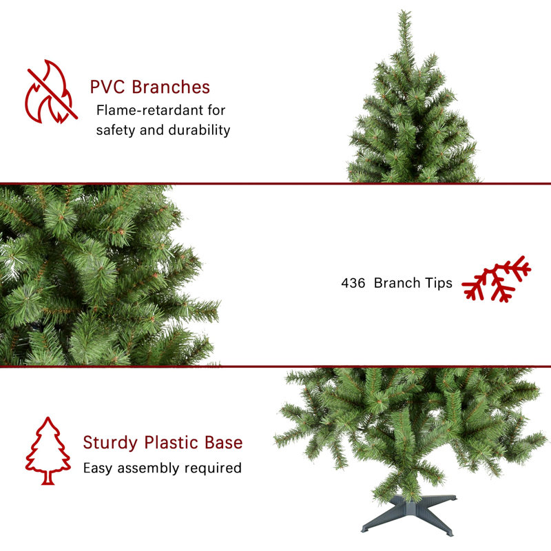 6 ft Green Pine Artificial Christmas Tree with 70 Clear Lights