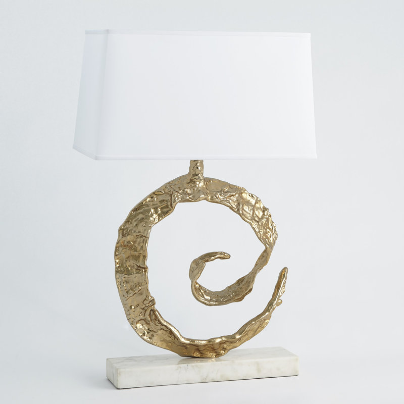 Swirl Lamp, Brass/White