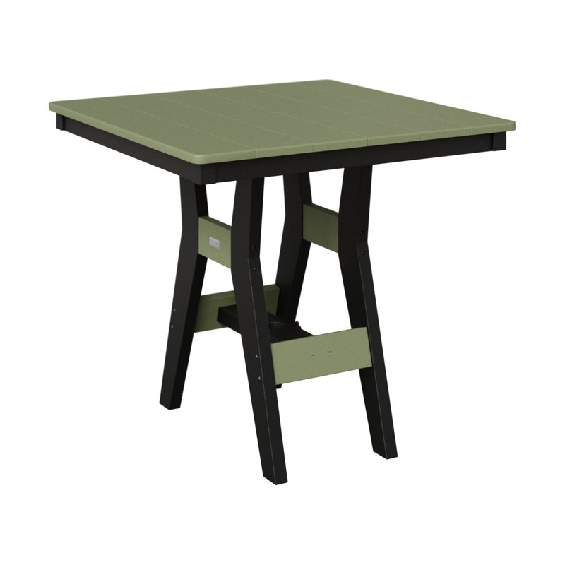 Harbor Outdoor Square Dining Table, 30.37" H x 33" W x 33" D, Black, Sage