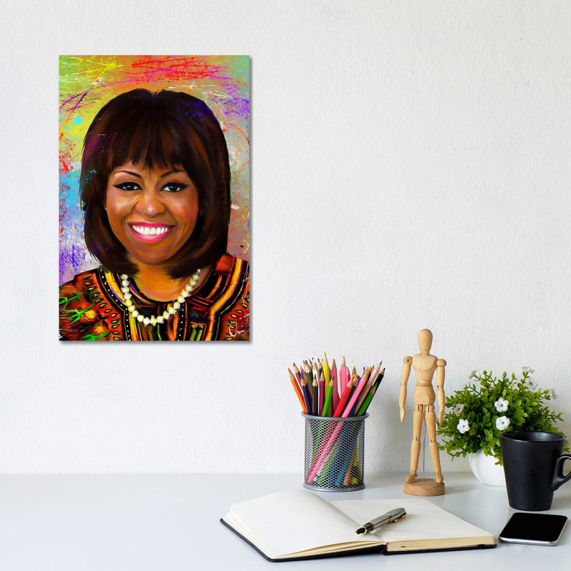 Michelle Obama 1 Piece Wrapped Canvas Painting, 20.32 cm H x 30.48 cm W