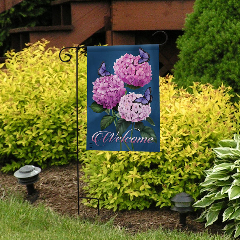 Butterflies and Hydrangeas Spring Garden Flag