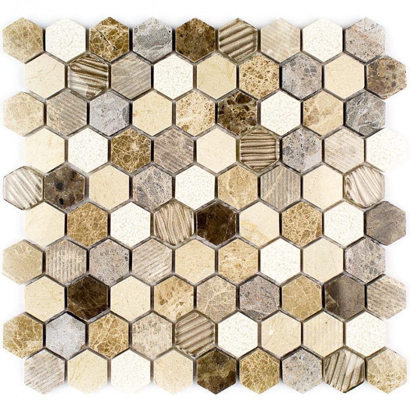 Drumlin 0.07" x 0.07" Honeycomb Mosaic Tile, Windrift