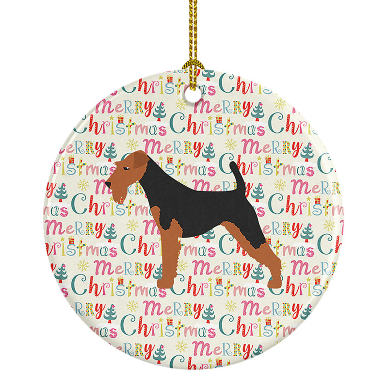 Ornement suspendu Airedale Terrier Merry Christmas