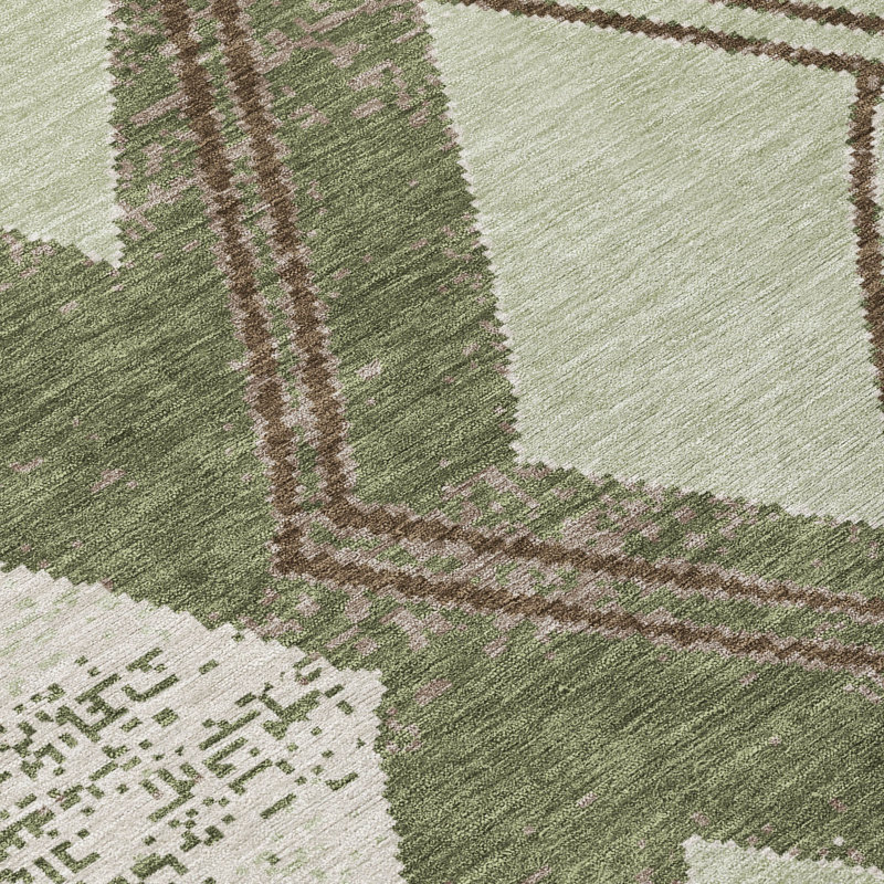 Machine Washable Indoor/Outdoor Chantille ACN2909 Geometric Rug, Celery, 8' x 10'