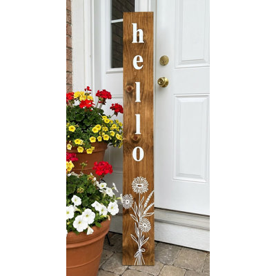 Wildflower White Hello Porch Leaner, 59" x 7.25"