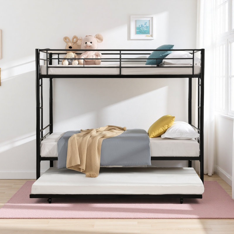 Twin Over Twin Metal Bunk Bed, Black