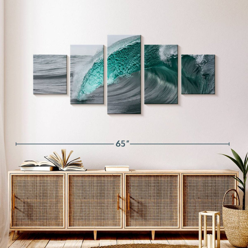 Turquoise Wave Pop, 24" H x 55" W